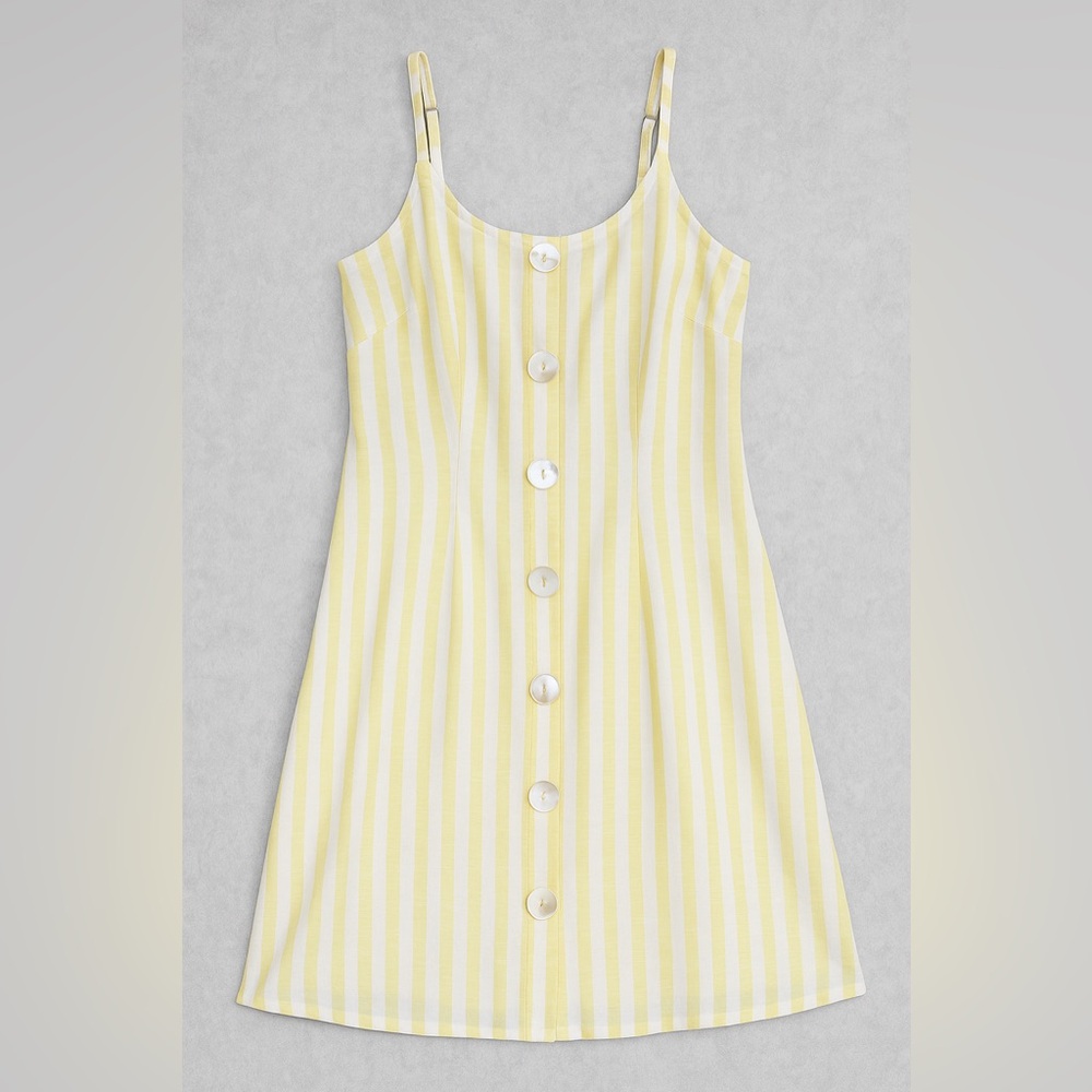 Derek Heart Yellow and White Striped Dress